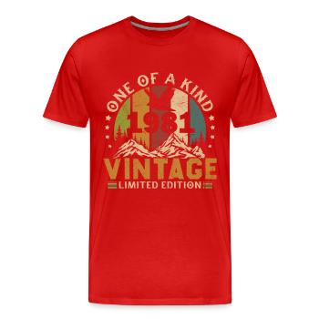 Jahrgang Jahrgang 1981 Geburtstagsgeschenk - Männer Premium Bio T-Shirt - Rot - Vorne - Damien (186cm)