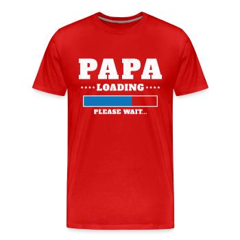 Papa wird geladen Bitte warten - Männer Premium Bio T-Shirt - Rot - Vorne - Damien (186cm)