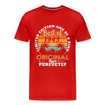 Né en 1943 Cadeau d’anniversaire 1943 - T-shirt bio Premium Homme - rouge - Devant - Damien (186cm)