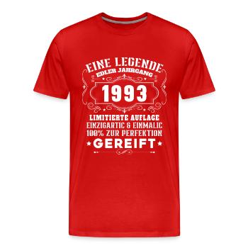 Vinatge 1993 Geburtstagsgeschenk - Männer Premium Bio T-Shirt - Rot - Vorne - Damien (186cm)