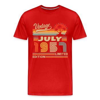 Geschenk Geburtstag Vintage Juli 1957 - Men's Premium Organic T-Shirt - red - Front - Damien (186cm)