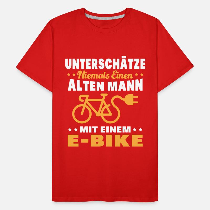 Einen alten Mann mit einem E-Bike Männer Premium Bio T-Shirt