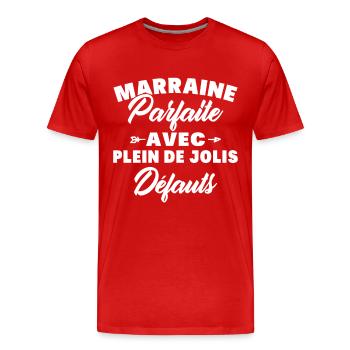 Marraine parfaite avec plein de jolis défauts - T-shirt bio Premium Homme - rouge - Devant - Damien (186cm)