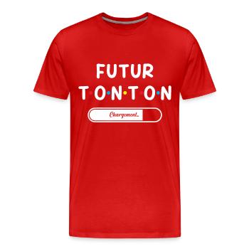 Homme Annonce Grossesse Tonton Futur Tonton - T-shirt bio Premium Homme - rouge - Devant - Damien (186cm)
