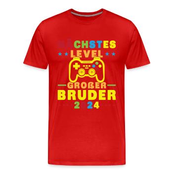 Nächste Level Großer Bruder 2024 - Männer Premium Bio T-Shirt - Rot - Vorne - Damien (186cm)