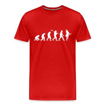 Rock'n'Roll Evolition für Musiker - Männer Premium Bio T-Shirt - Rot - Vorne - Damien (186cm)