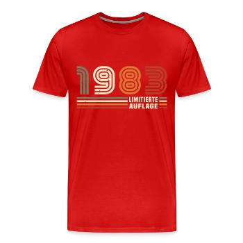Vintage 1983 Retro Jubiläumsgeschenk - Männer Premium Bio T-Shirt - Rot - Vorne - Damien (186cm)