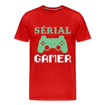 Serieller Gamer Humor Konsole Videospiele Teen Geek - Männer Premium Bio T-Shirt - Rot - Vorne - Damien (186cm)