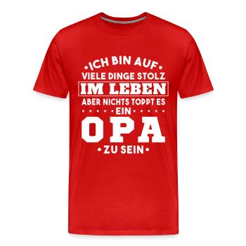 ich bin stolz wie ein Opa - Männer Premium Bio T-Shirt - Rot - Vorne - Damien (186cm)