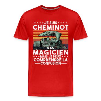 Cheminot Conducteur De Train Chemin De Fer - T-shirt bio Premium Homme - rouge - Devant - Damien (186cm)