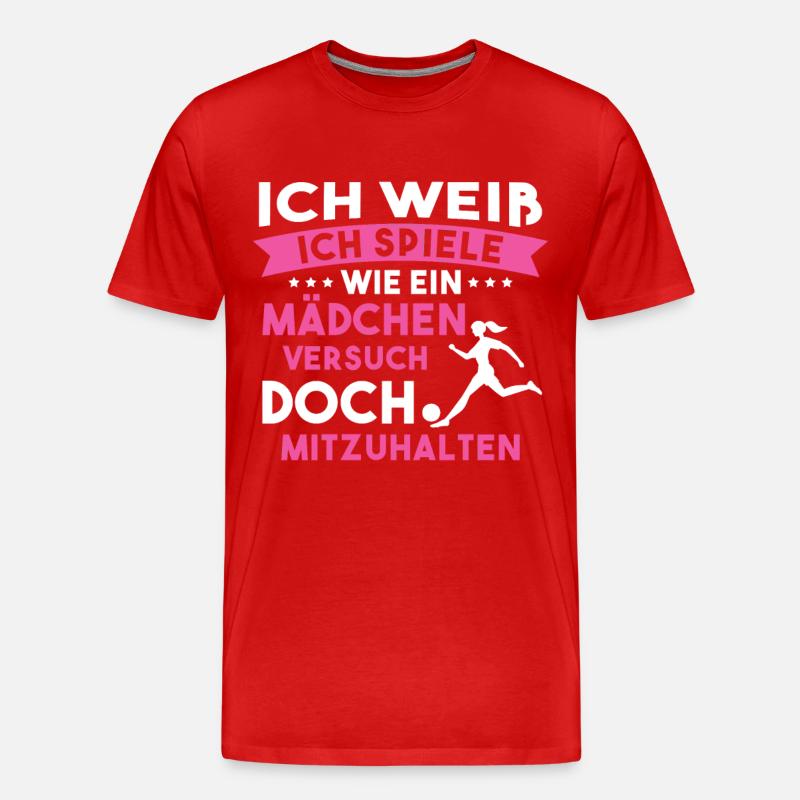Fußball Sport Mädchen Geschenk - Männer Premium Bio T-Shirt - Rot