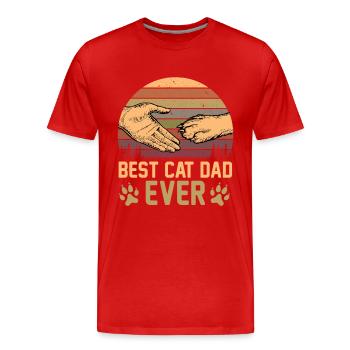 Beste Katze Papa aller Zeiten Retro Vintage Geschenk Frauen Männer - Männer Premium Bio T-Shirt - Rot - Vorne - Damien (186cm)