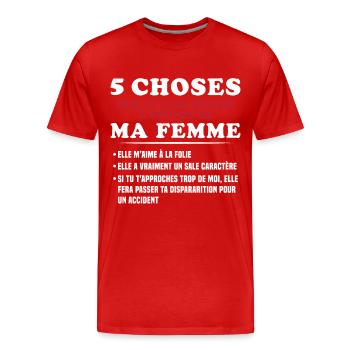 Humour Couple Jalousie Cadeau Amoureux Copain - T-shirt bio Premium Homme - rouge - Devant - Damien (186cm)