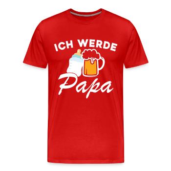Ich werde Papa werdender Papa Vater - Männer Premium Bio T-Shirt - Rot - Vorne - Damien (186cm)