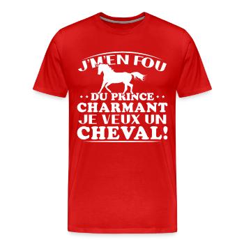 Ich kümmere mich nicht um den Märchenprinzen, ich will ein Pferd - Männer Premium Bio T-Shirt - Rot - Vorne - Damien (186cm)