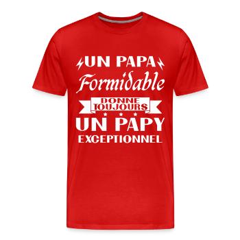 Terrific Dad Gives an Exceptional Grandpa - Men's Premium Organic T-Shirt - red - Front - Damien (186cm)