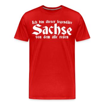 Sächsischer Dialekt Ostdeutsch Sachse - Männer Premium Bio T-Shirt - Rot - Vorne - Damien (186cm)