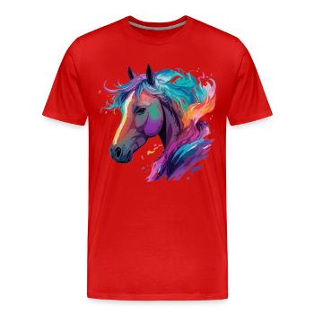 Pferd Pony Reitsport Kunstwerk Pferde-Fans Design - Männer Premium Bio T-Shirt - Rot - Vorne - Damien (186cm)