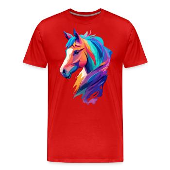 Horse Paint Splash Pony Rider Design équestre - T-shirt bio Premium Homme - rouge - Devant - Damien (186cm)