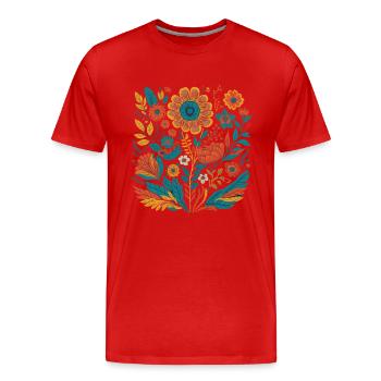 Vintage Floral Bohemian Floral Art Design - T-shirt bio Premium Homme - rouge - Devant - Damien (186cm)