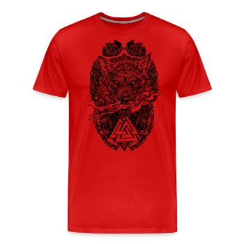 Mythologie nordique Fenrir Fenris loup Vikings - T-shirt bio Premium Homme - rouge - Devant - Damien (186cm)
