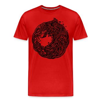 Odins Wikinger Rabe - Hugin und Munin Design - Männer Premium Bio T-Shirt - Rot - Vorne - Damien (186cm)
