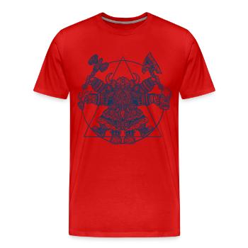 Wikinger Zwerg - Vitruvianischer Da Vinci Stil - Männer Premium Bio T-Shirt - Rot - Vorne - Damien (186cm)