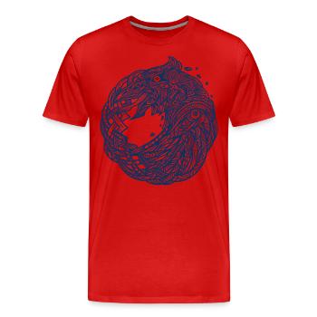 Wikinger Rabe Hugin Munin Keltische Knoten Runen - Männer Premium Bio T-Shirt - Rot - Vorne - Damien (186cm)