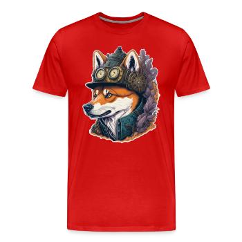 Steampunk Shiba Inu Retro Dogs Design - T-shirt bio Premium Homme - rouge - Devant - Damien (186cm)