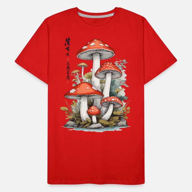 Ukiyo-E Toadstool Nature Art Mushroom Picker Design Men's Premium Organic T-Shirt