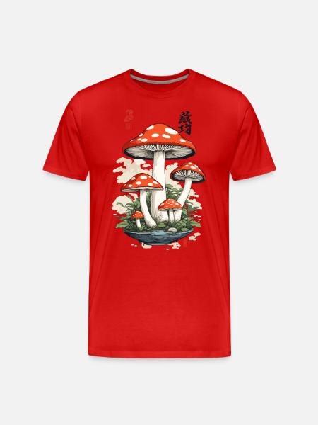 Vintage Japan Flugsvamp Picker Konst - Organic T-shirt Ekologisk premium-T-shirt herr - röd