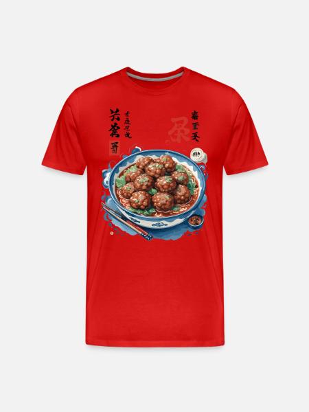 Japansk Ukiyo-e Mat Konst Kött Ramen Soppa - Organic T-shirt Ekologisk premium-T-shirt herr - röd