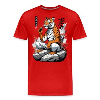 Ukiyo-E Tiger Kampfkunst Japan Streetwear - Männer Premium Bio T-Shirt - Rot - Vorne - Damien (186cm)