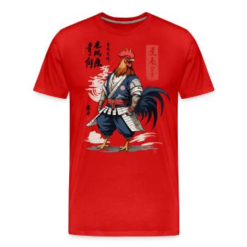 Samouraï Ronin Vintage Japon Ukiyo-E Design - T-shirt bio Premium Homme - rouge - Devant - Damien (186cm)