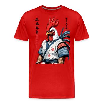 Samurai Ronin Hahn Kanji Streetwear Design - Männer Premium Bio T-Shirt - Rot - Vorne - Damien (186cm)