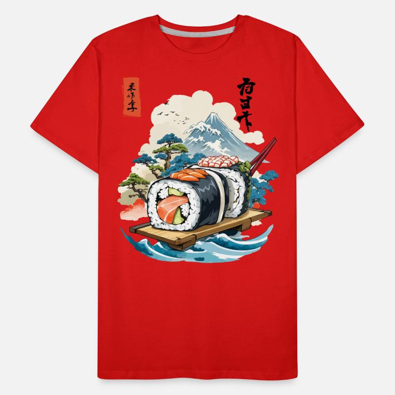 Ukiyo-E Sushi Kunstwerk Design Männer Premium Bio T-Shirt
