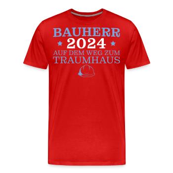 Bauherr 2024 Geschenk Hausbau Richtfest - Männer Premium Bio T-Shirt - Rot - Vorne - Damien (186cm)