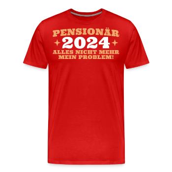Pensionär 2024 Rentenalter Pension - Männer Premium Bio T-Shirt - Rot - Vorne - Damien (186cm)