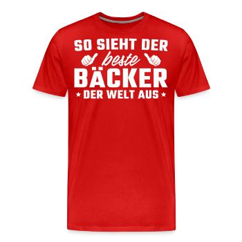 Bester Bäcker der Welt Bäckermeister - Männer Premium Bio T-Shirt - Rot - Vorne - Damien (186cm)