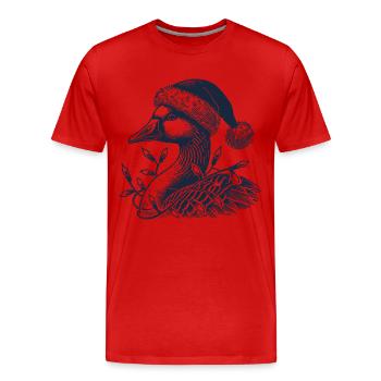 Weihnachtliche Gans Mit Lichterkette Tollpatsch - Männer Premium Bio T-Shirt - Rot - Vorne - Damien (186cm)