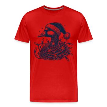 Weihnachtsgans Tollpatsch Mit Lichterkette - Männer Premium Bio T-Shirt - Rot - Vorne - Damien (186cm)