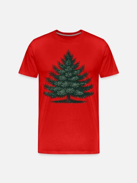 Christmas Christmas Tree Illustration - Men's Premium Organic T-Shirt - red