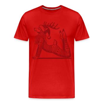 Entspannendes Yoga Rentier Weihnachten - Männer Premium Bio T-Shirt - Rot - Vorne - Damien (186cm)