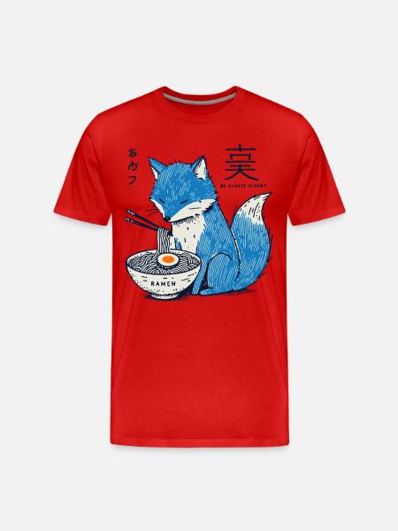 Kitsune Ramen Fox Kawaii Japan Streetwear - Organic T-shirt Ekologisk premium-T-shirt herr - röd