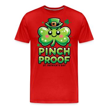 Pinch Proof Shamrock for St. Patrick's Day - Men's Premium Organic T-Shirt - red - Front - Damien (186cm)