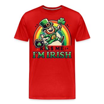 St. Patrick's Day Kiss Me I'm Irish - Männer Premium Bio T-Shirt - Rot - Vorne - Damien (186cm)