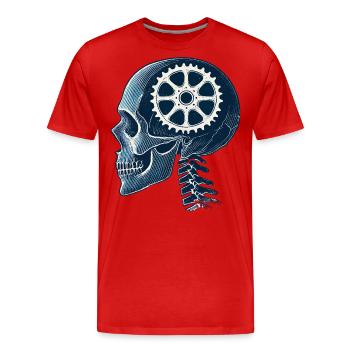 Vélo squelette cerveau plateau tête - T-shirt bio Premium Homme - rouge - Devant - Damien (186cm)
