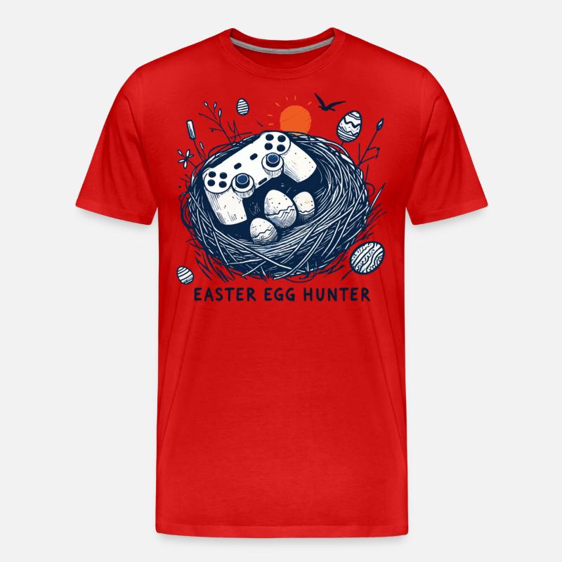 Gaming Osterei Jäger Controller Spaß - Männer Premium Bio T-Shirt - Rot