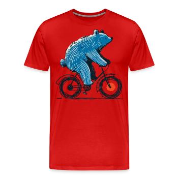 Fahrrad Abenteuer Mit Bär Auf Zweirad - Männer Premium Bio T-Shirt - Rot - Vorne - Damien (186cm)