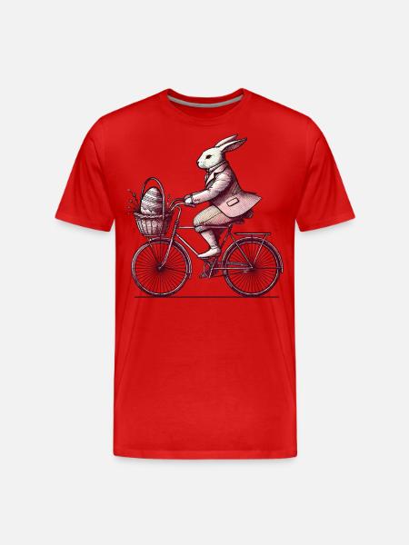 Easter Bunny Bicycle Retro Style - Men's Premium Organic T-Shirt - red